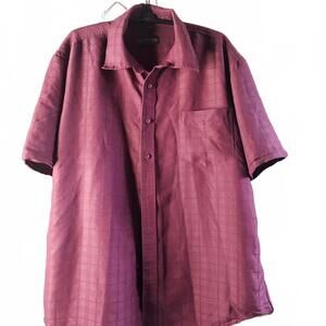 Men's Short Sleeve Button-Up Shirt - Burgundy, Size Large